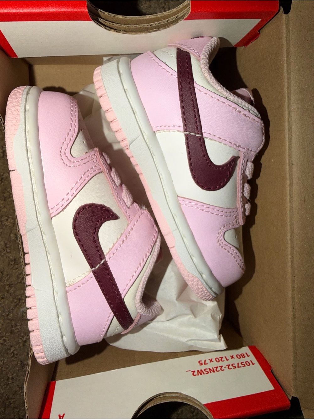 Nike Kids Pink & Maroon Low-Top Sneakers with White Accents